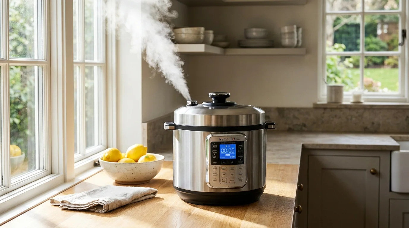 Steam releasing from an electric pressure cooker valve