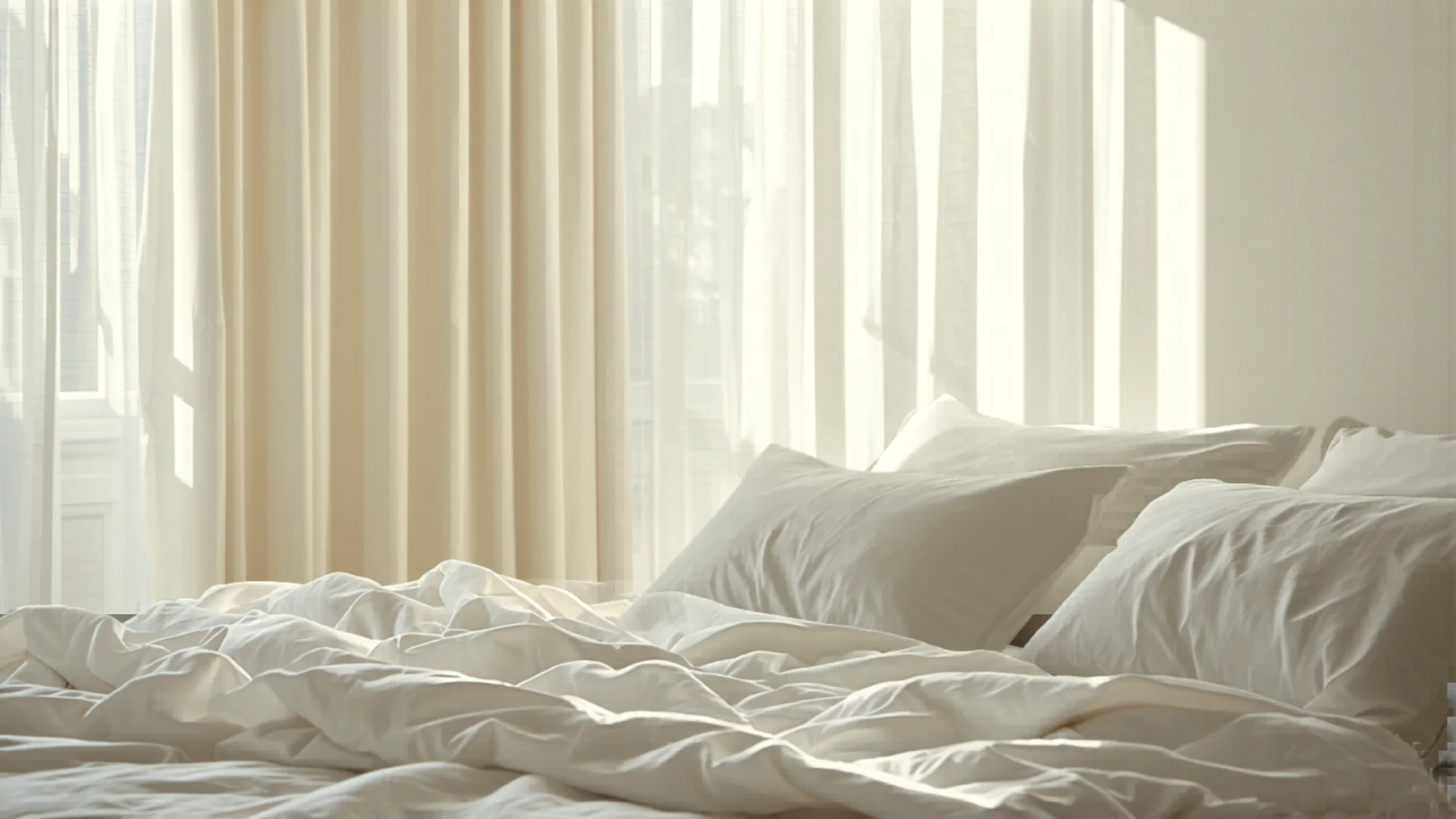 Cozy Australian bedroom with plush pillows and white linen bedding