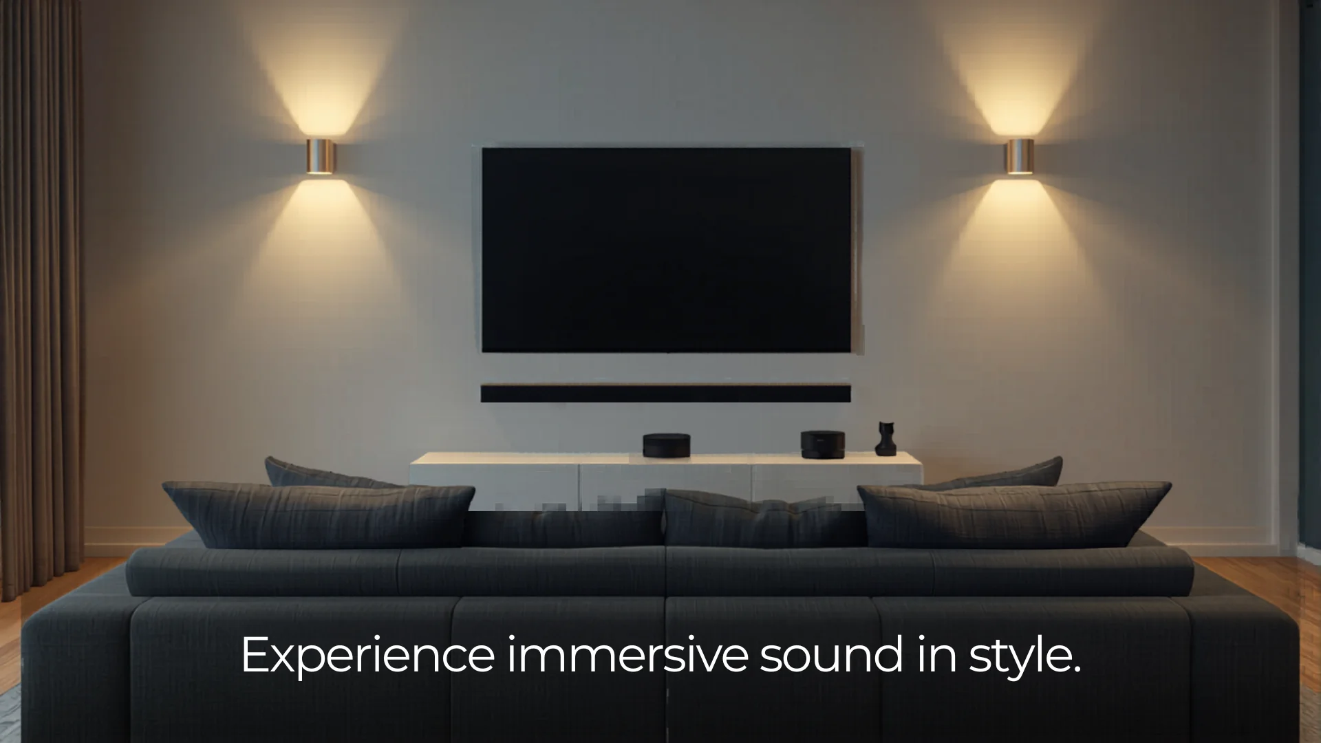 Modern Australian living room with soundbar below wall-mounted television