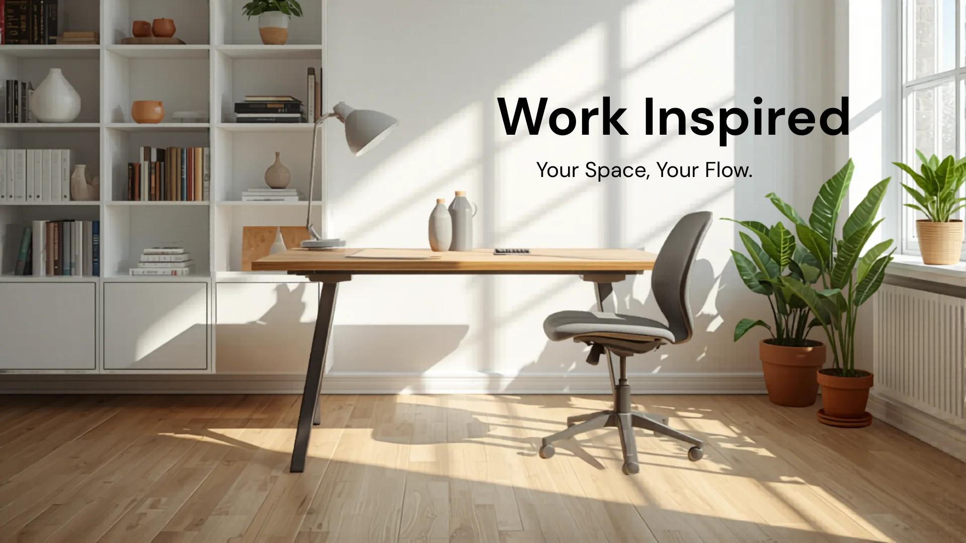 Productive home office with adjustable desk and ergonomic chair