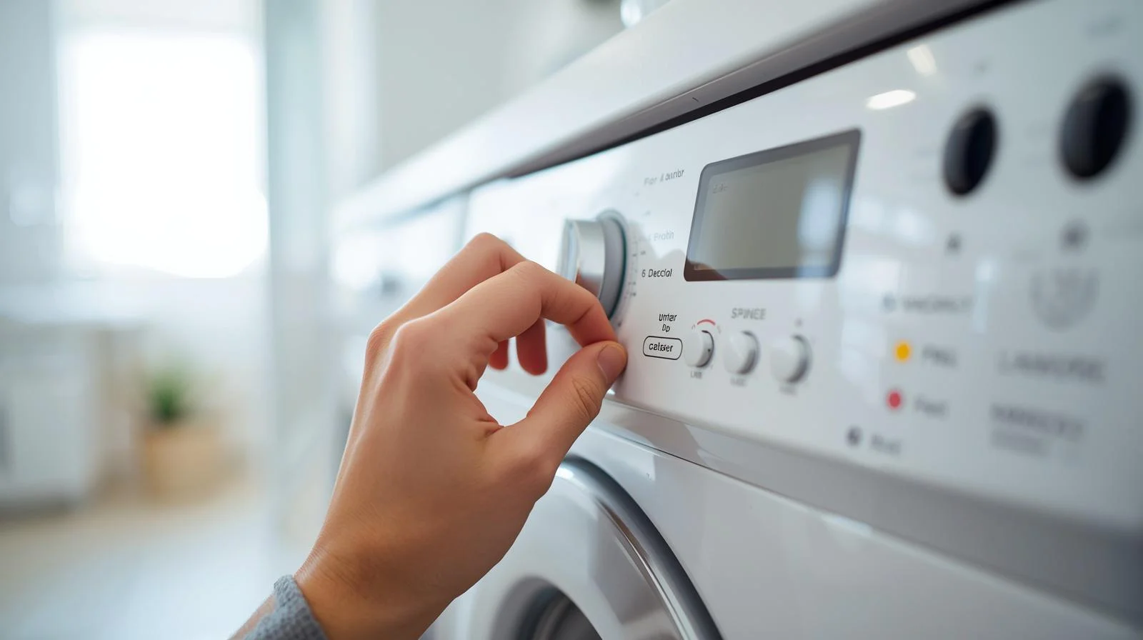 Modern Australian laundry room with front loader washing machine and plants