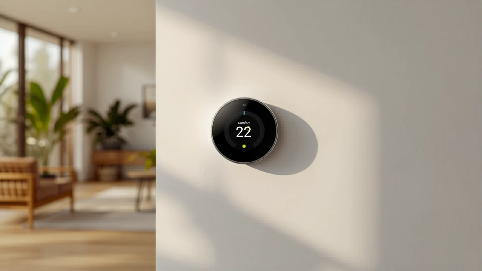 Smart thermostat on wall of modern Australian home