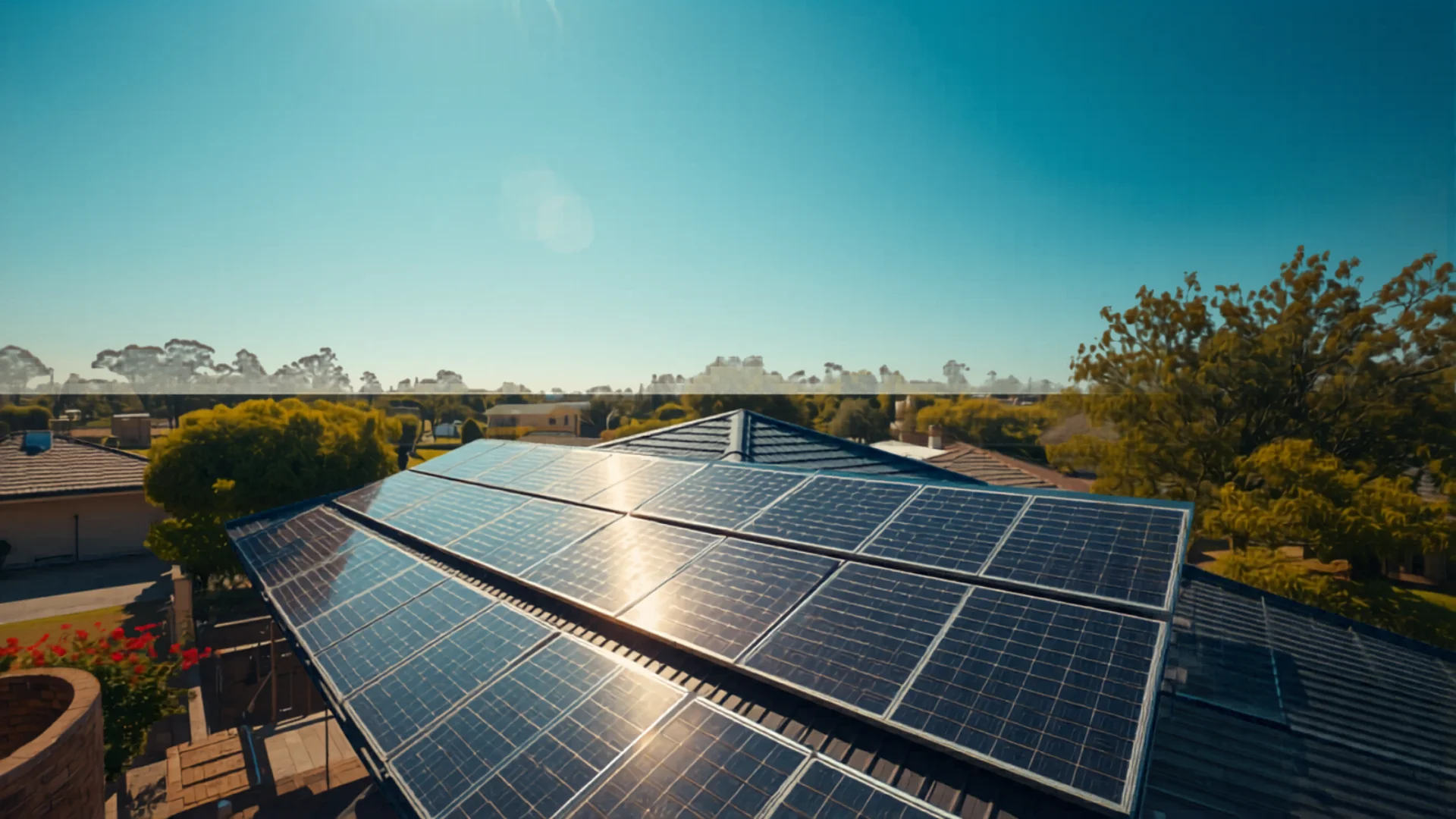 Australian suburban home with solar panels on roof saving energy