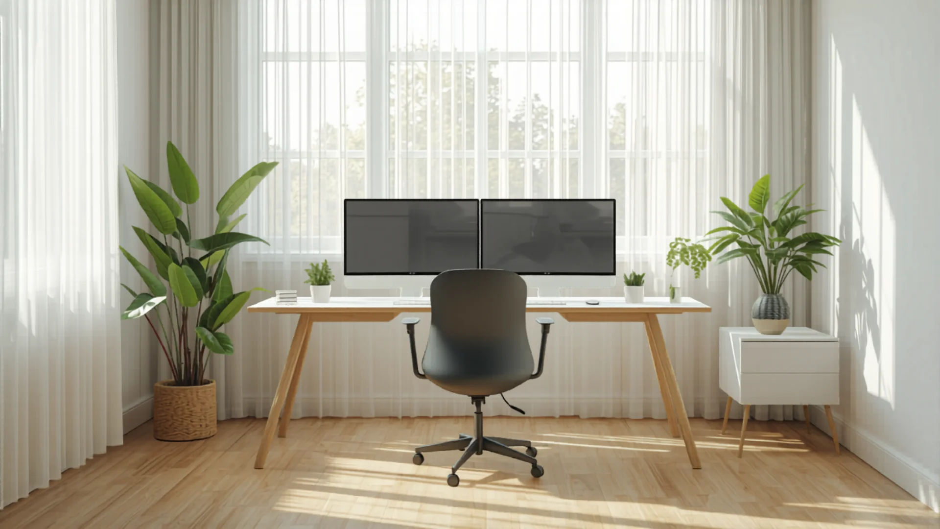 Modern Australian home office with standing desk and ergonomic chair