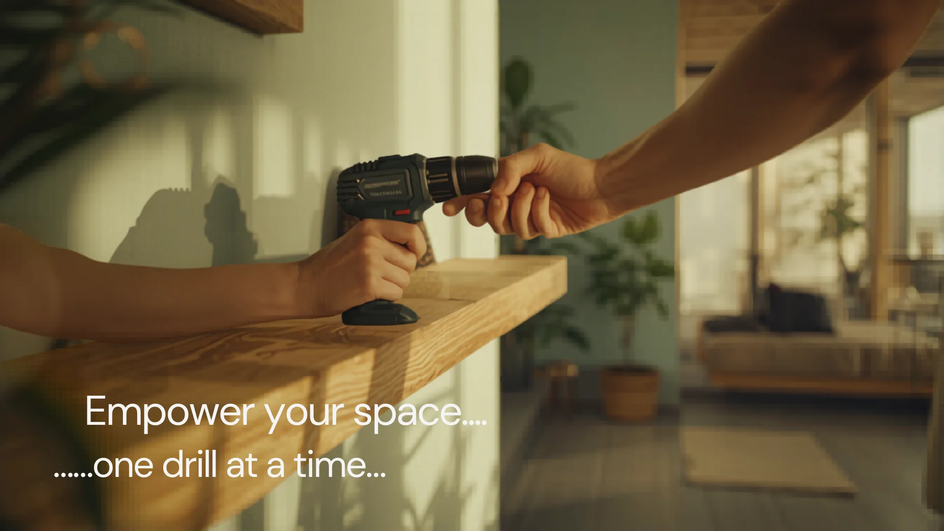 Person using cordless drill for DIY project in modern Australian home