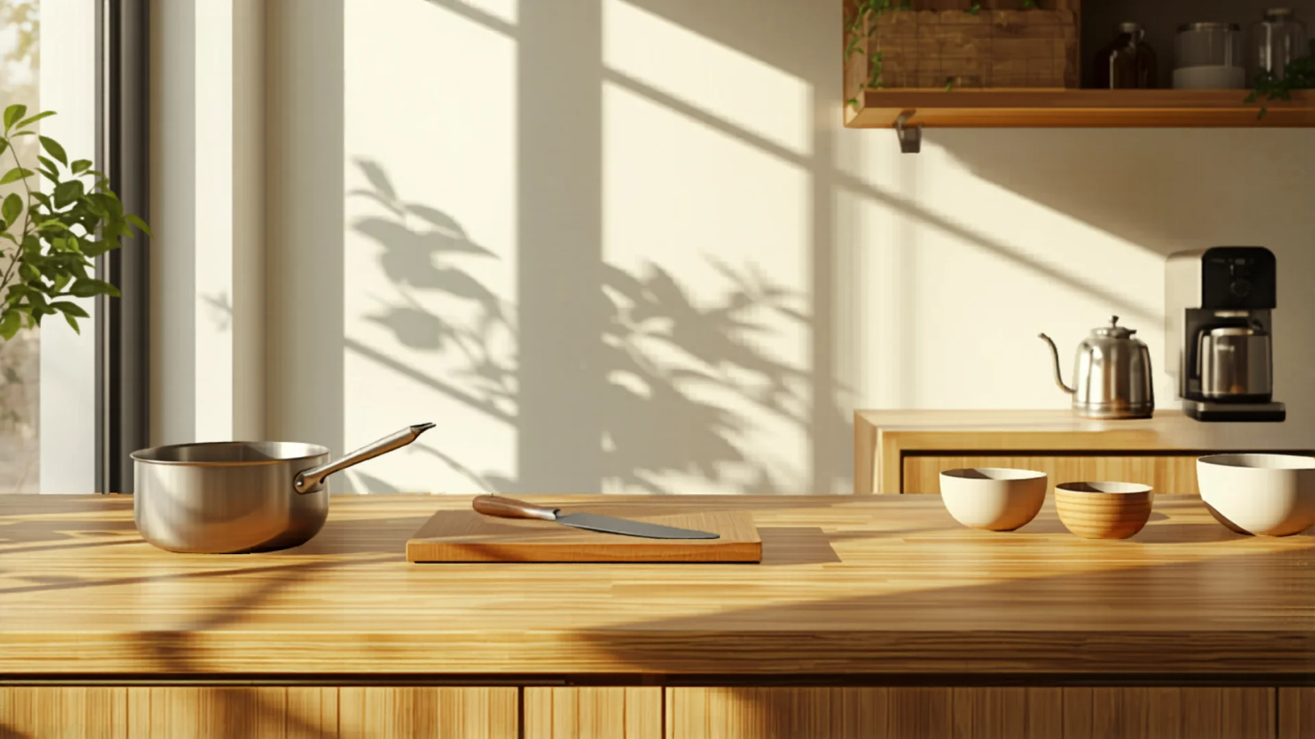 Modern Australian kitchen with essential cookware and small appliances