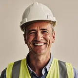 A building inspector in a hard hat