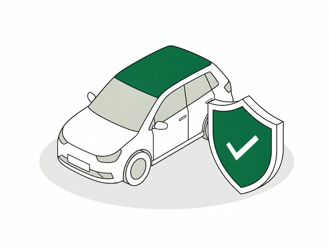 Line illustration of a car beside a tick shield