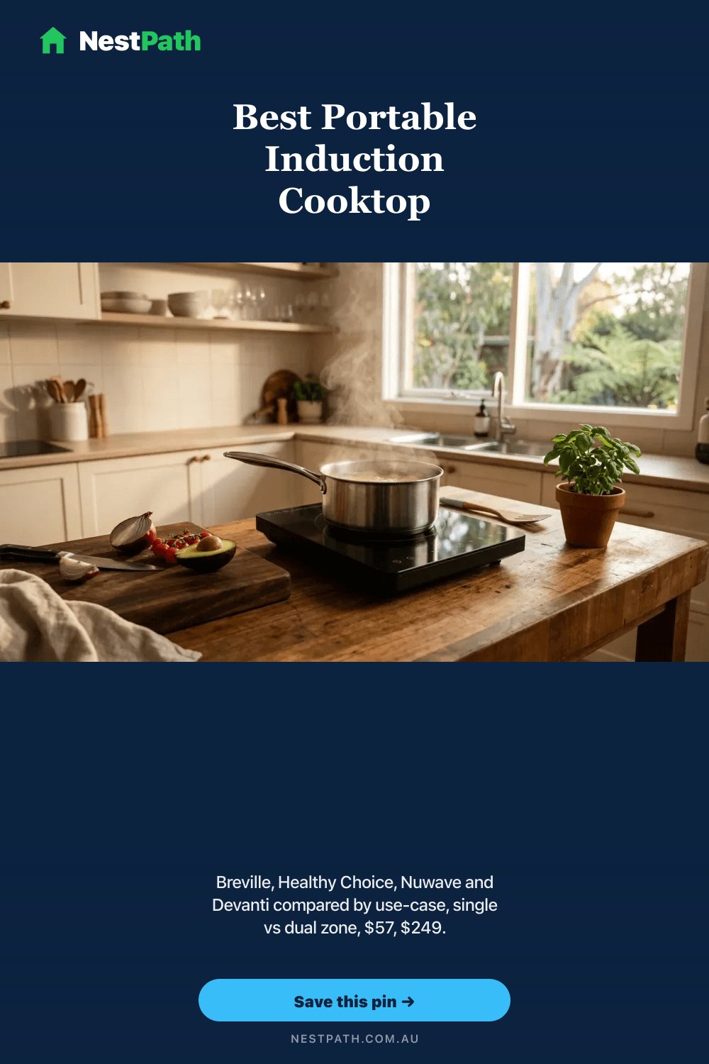 Pinterest pin, Best Portable Induction Cooktop Australia