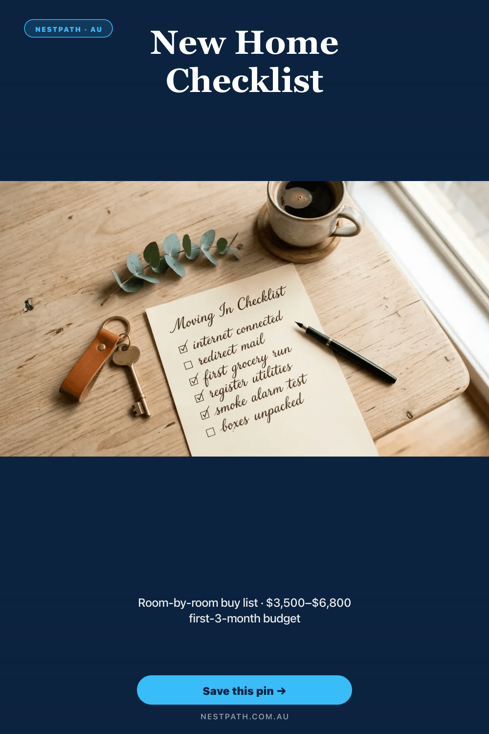 Pinterest pin — New Home Checklist